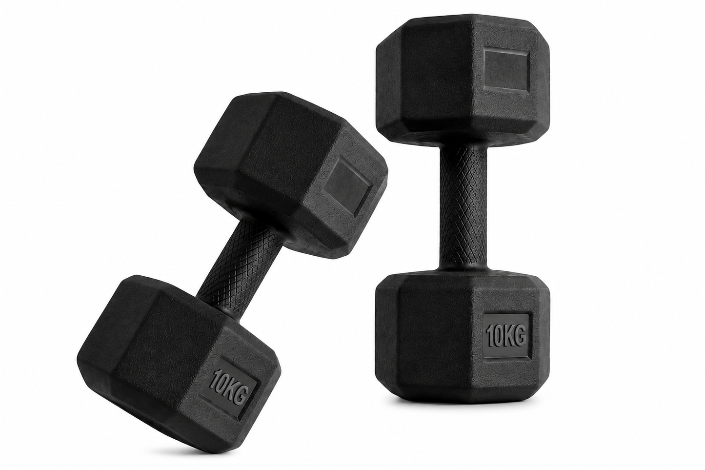 10KG Rubber Hex Dumbbell Pair | Anti-Slip Grip Strength Training Weights | Heavy-Duty Home Gym Dumbbells for Men & Women | Full Body Workout & Muscle Building Equipment | Black