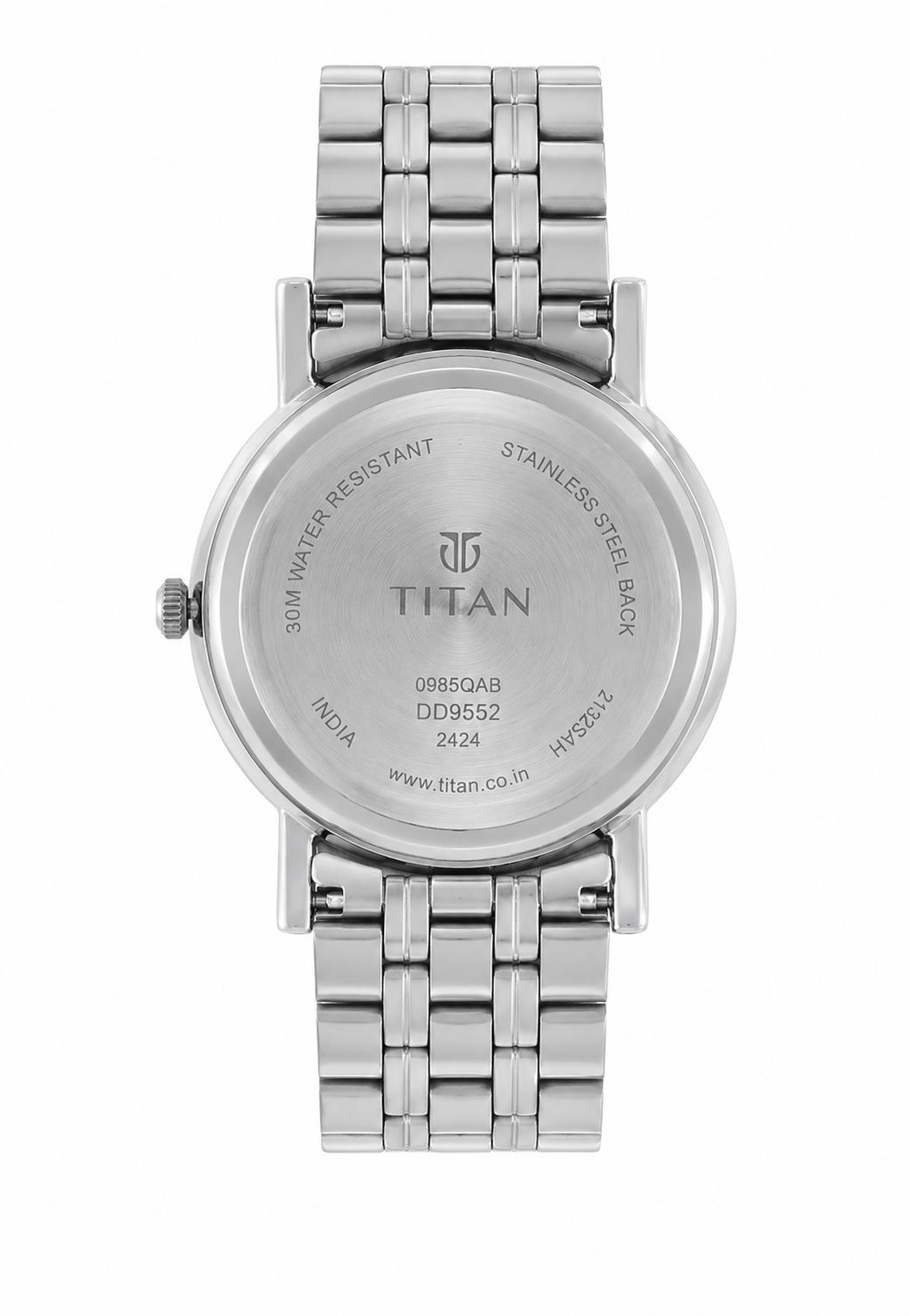 Titan Men's Analog Watch – Black Dial with Stainless Steel Silver Strap | Minimalist Premium Design