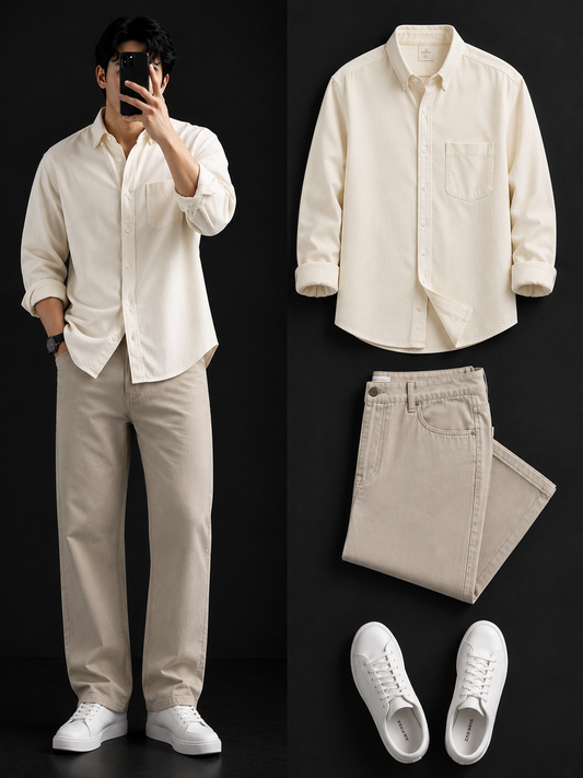 Men's Casual Shirt & Relaxed Fit Pants Combo – Trendy Smart Casual Outfit Set