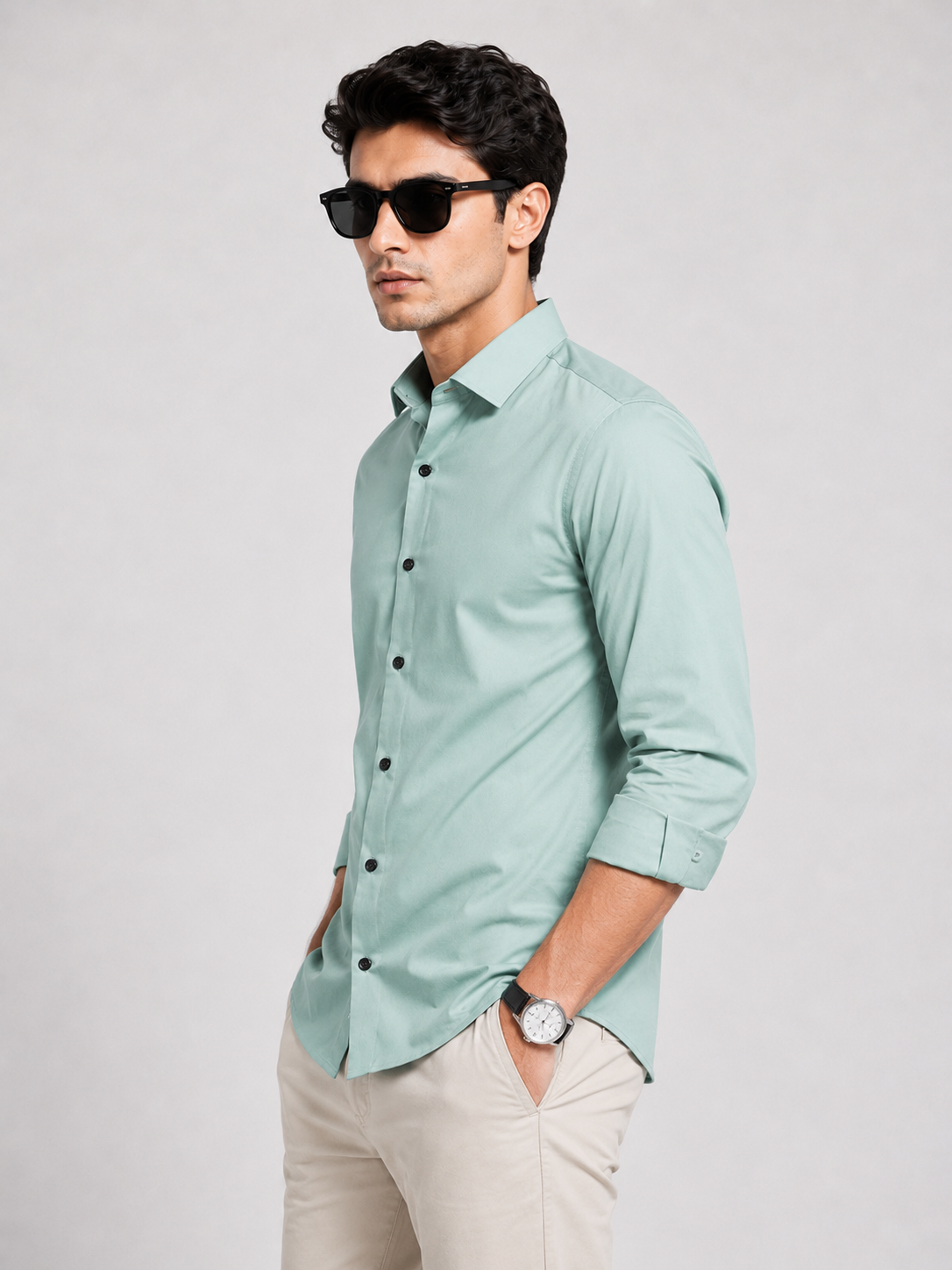 Premium Mint Green Men's Slim Fit Shirt