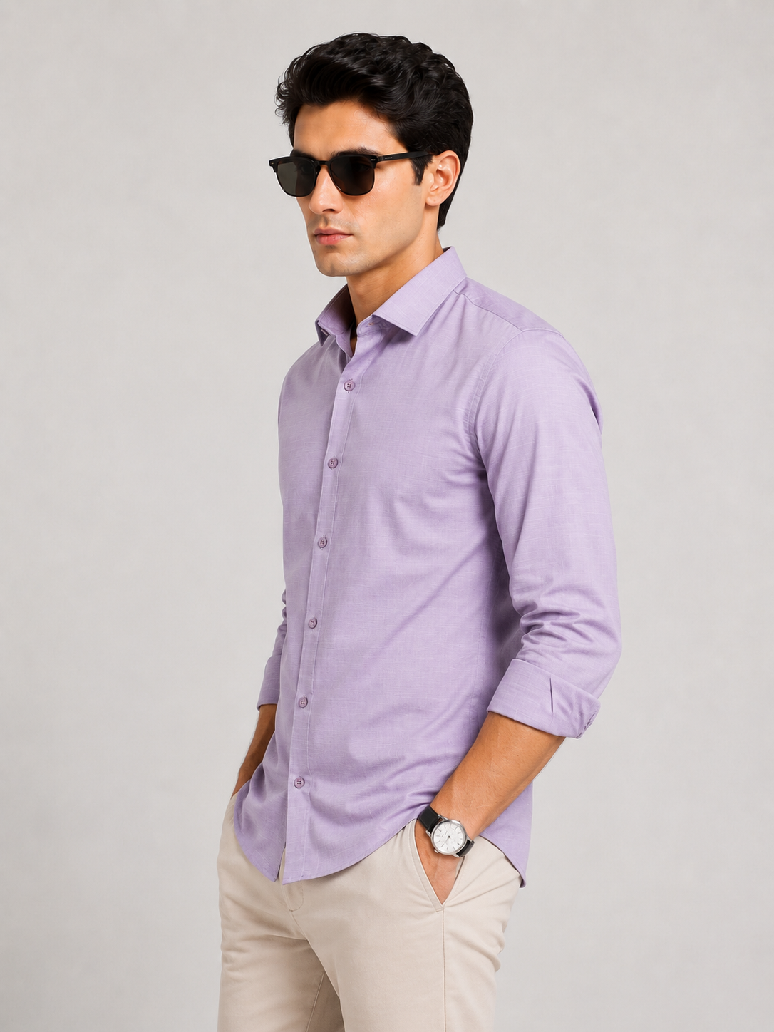 Premium Lavender Men's Slim Fit Formal Shirt