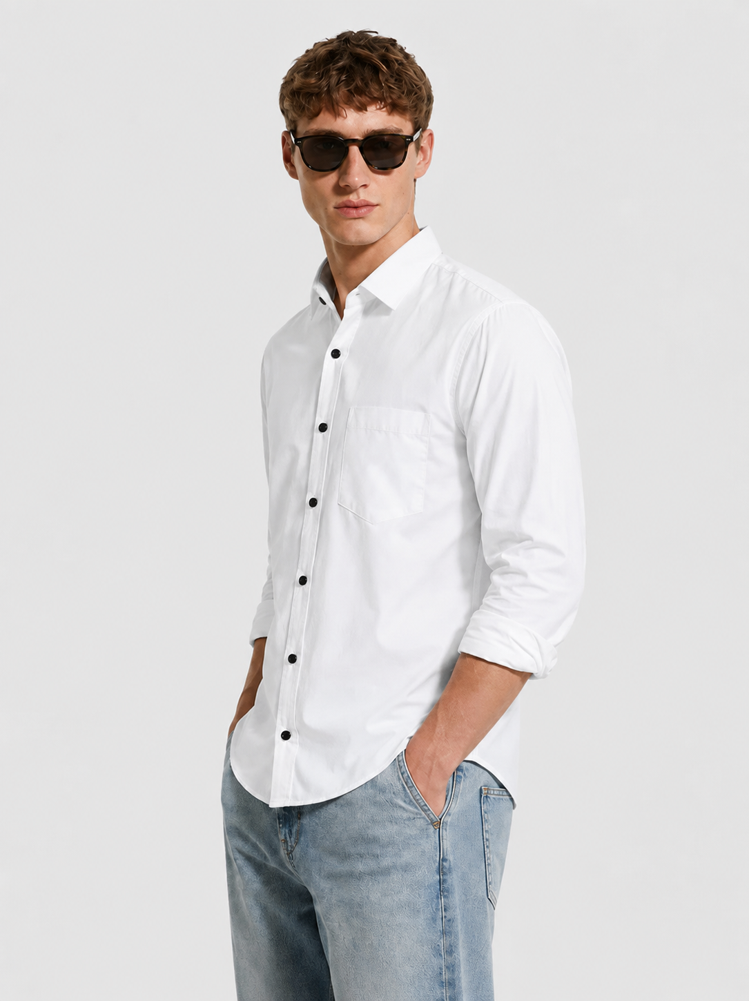 Premium White Men's Classic Casual Formal Shirt