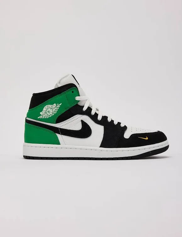 Nike Air Jordan 1 Mid White Black Green High-Top Sneakers for Men | Premium Casual & Streetwear Shoes