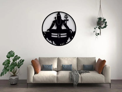 Lord Shiva Mahadev Backlit LED MDF Wall Decor for Living Room