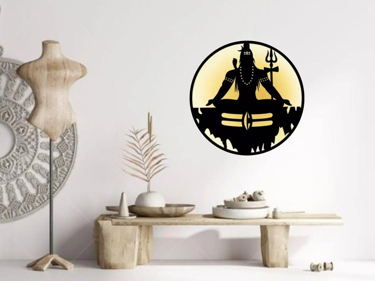 Lord Shiva Mahadev Backlit LED MDF Wall Decor for Living Room
