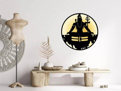 Lord Shiva Mahadev Backlit LED MDF Wall Decor for Living Room