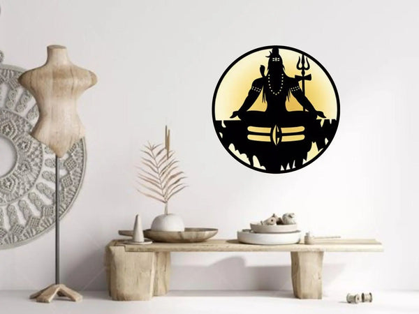 Lord Shiva Mahadev Backlit LED MDF Wall Decor for Living Room