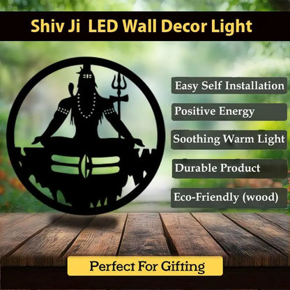 Lord Shiva Mahadev Backlit LED MDF Wall Decor for Living Room