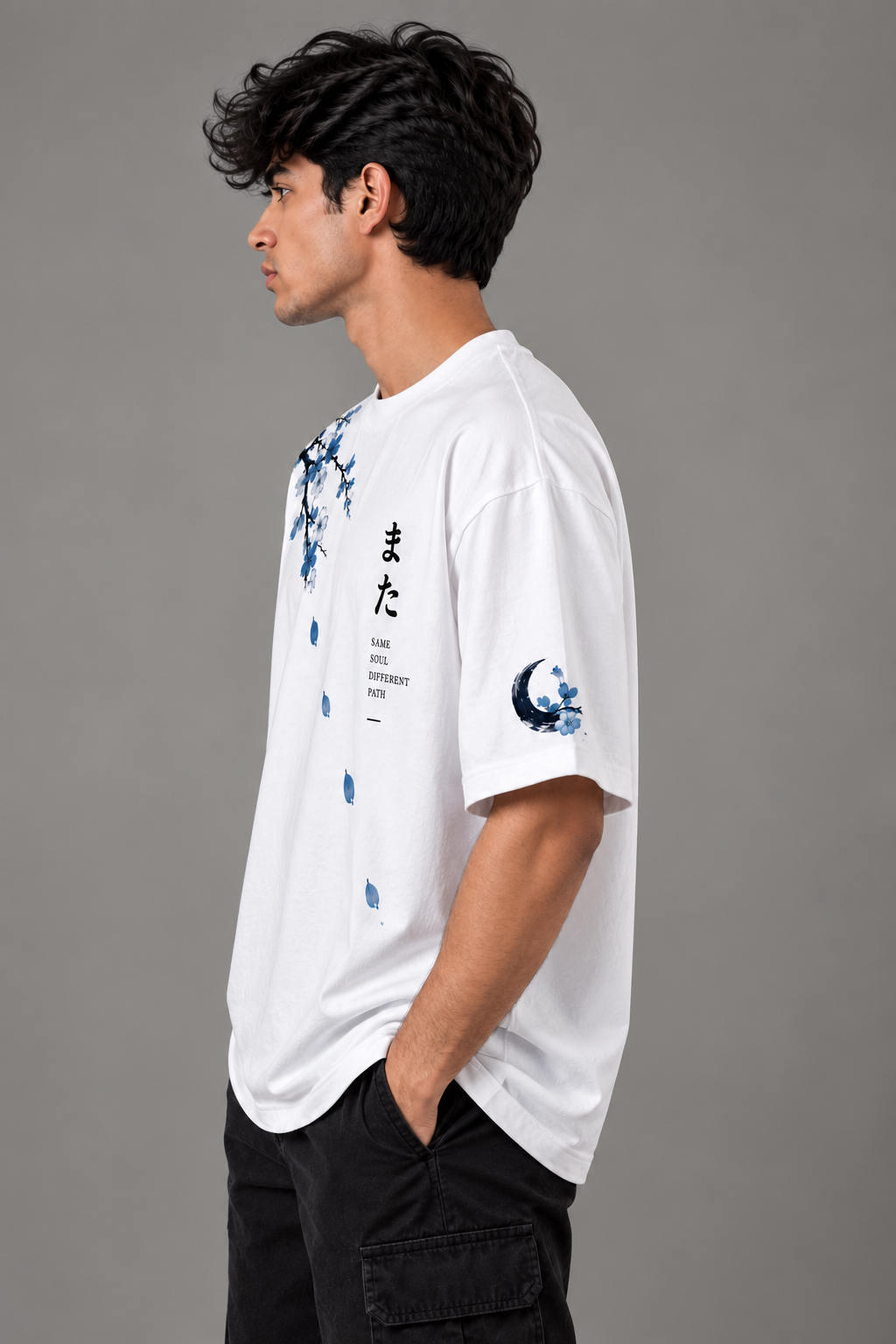 Blue Moon Cat Oversized T-Shirt – White