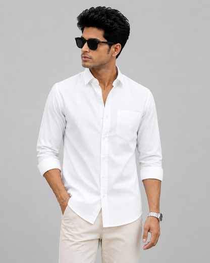Premium White Men's Classic Casual Shirt