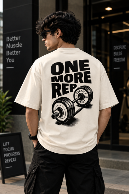 One More Rep Oversized T-Shirt – Cream