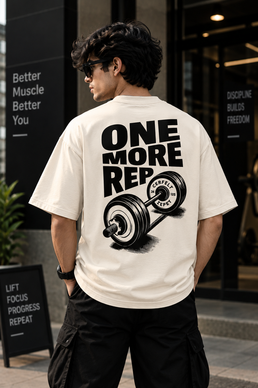 One More Rep Oversized T-Shirt – Cream