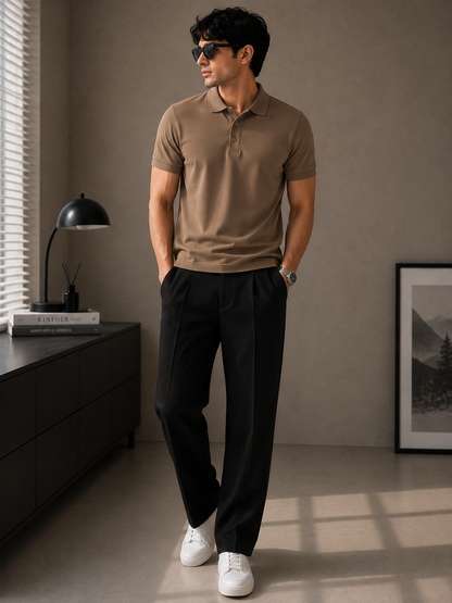 Men's Polo T-Shirt & Trousers Combo Set – Premium Casual Smart Outfit