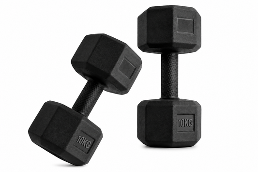 10KG Rubber Hex Dumbbell Pair | Anti-Slip Grip Strength Training Weights | Heavy-Duty Home Gym Dumbbells for Men & Women | Full Body Workout & Muscle Building Equipment | Black