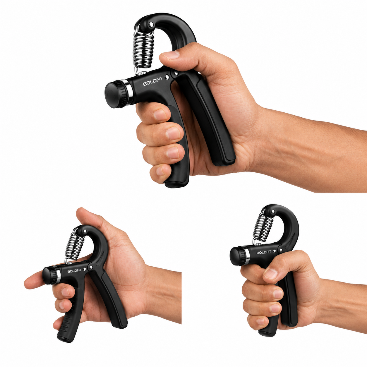 Boldfit Adjustable Hand Grip Strengthener | Forearm & Finger Exerciser | Adjustable Resistance Hand Gripper for Gym, Rehabilitation & Fitness | Grip Trainer for Men & Women | Black
