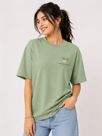atcha Society Oversized Graphic T-Shirt – Sage Green Unisex Tee