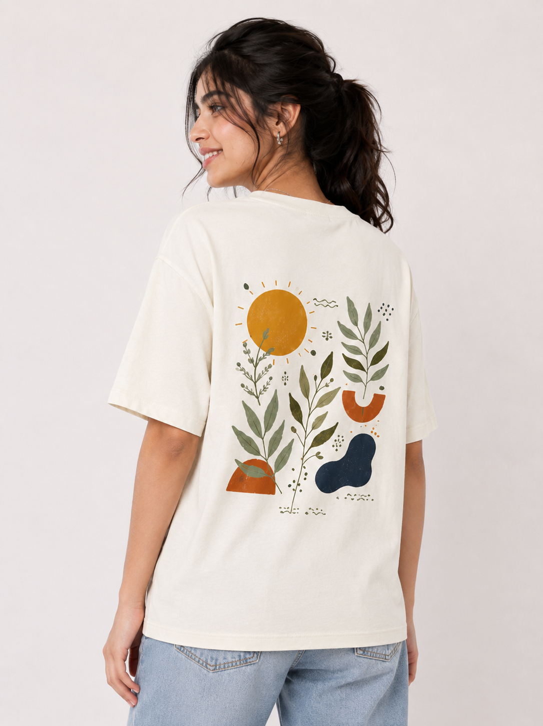 Bloom & Beyond Oversized Graphic Printed T-Shirt for Women | Premium Cotton Casual Tee