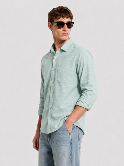 Premium Mint Green Textured Casual Linen Shirt