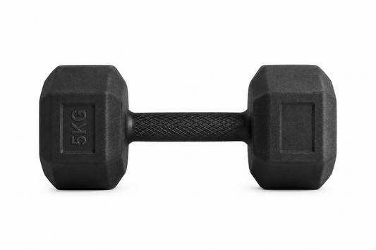 5KG Rubber Hex Dumbbell Pair | Anti-Slip Grip Strength Training Weights | Durable Home Gym Dumbbells for Men & Women