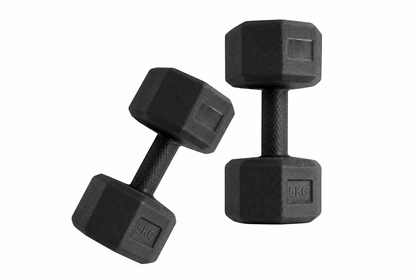 5KG Rubber Hex Dumbbell Pair | Anti-Slip Grip Strength Training Weights | Durable Home Gym Dumbbells for Men & Women
