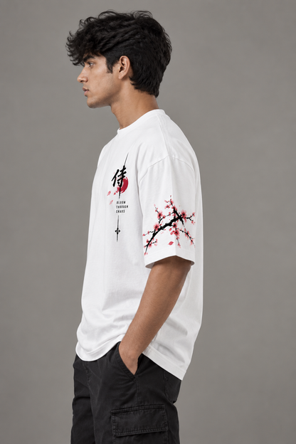 Bloom Through Chaos Oversized T-Shirt – White