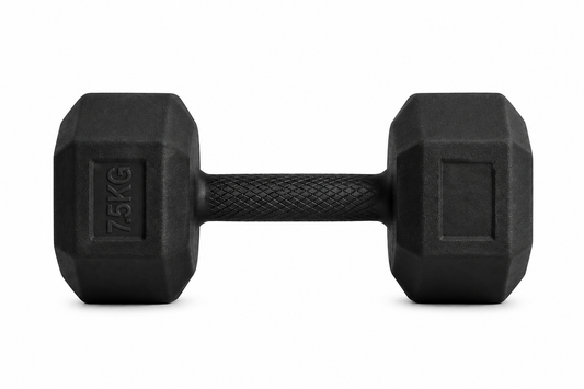 7.5KG Rubber Hex Dumbbell Pair | Anti-Slip Grip Strength Training Weights | Durable Home Gym Dumbbells for Men & Women | Full Body Workout Equipment | Black