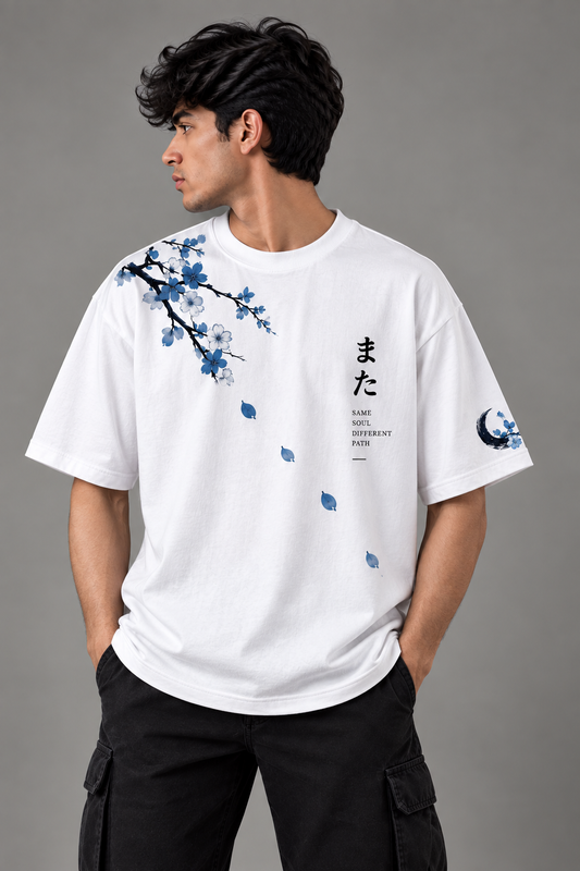 Blue Moon Cat Oversized T-Shirt – White