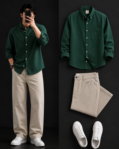 Men's Casual Shirt & Relaxed Fit Pants Combo – Trendy Smart Casual Outfit Set