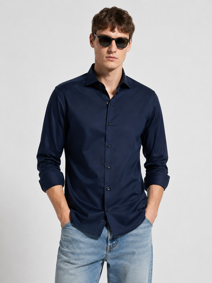 Premium Navy Blue Men's Formal Casual Shirt