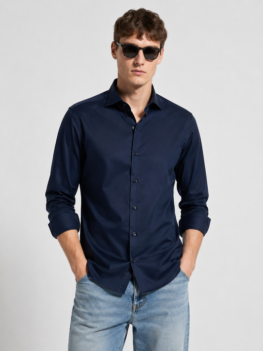 Premium Navy Blue Men's Formal Casual Shirt