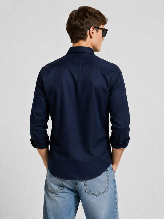 Premium Navy Blue Men's Formal Casual Shirt