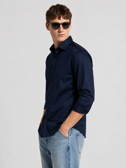 Premium Navy Blue Men's Formal Casual Shirt