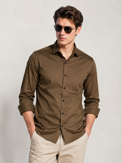 Premium Coffee Brown Men's Formal Casual Shirt