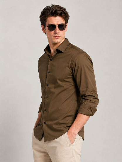 Premium Coffee Brown Men's Formal Casual Shirt