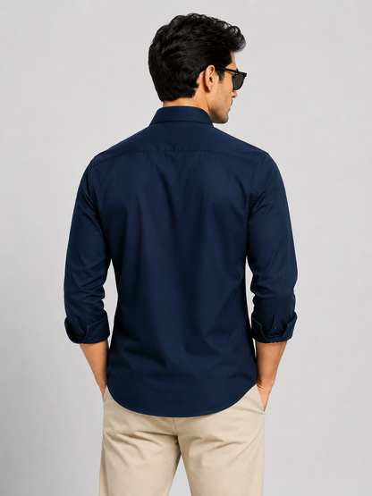 Premium Navy Blue Men's Slim Fit Shirt