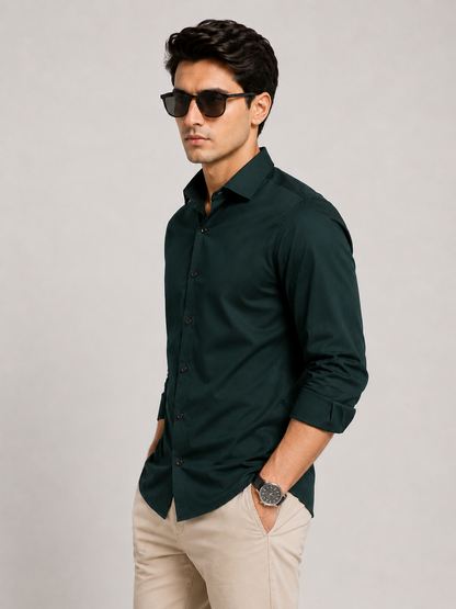 Premium Dark Green Men's Slim Fit Shirt
