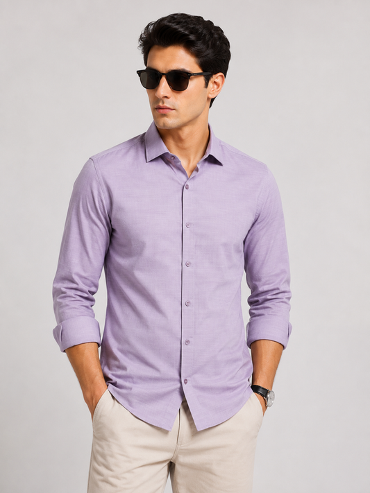 Premium Lavender Men's Slim Fit Formal Shirt