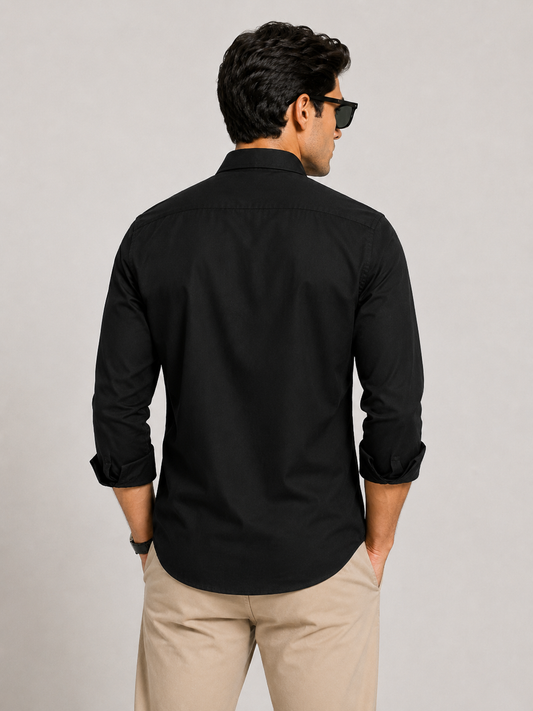 Premium Black Men's Slim Fit Formal Shirt