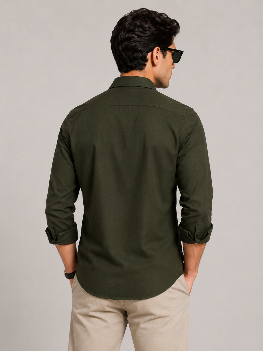 Premium Olive Green Men's Slim Fit Shirt