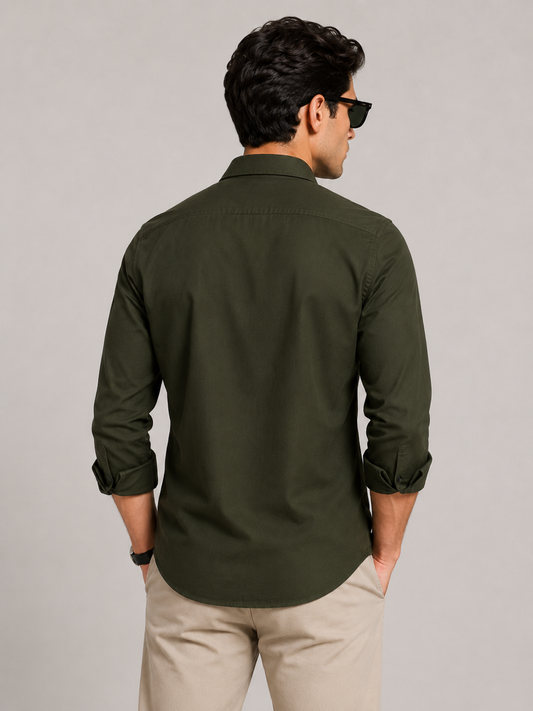 Premium Olive Green Men's Slim Fit Shirt