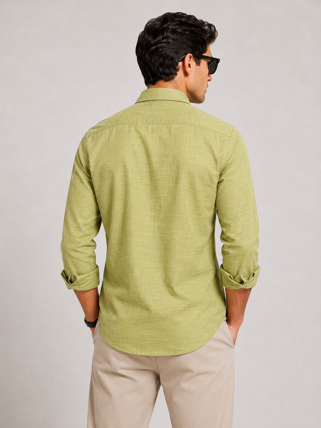 Premium Pistachio Green Men's Linen Casual Shirt