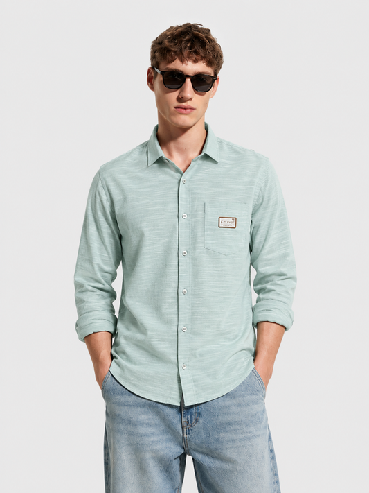 Premium Mint Green Textured Casual Linen Shirt