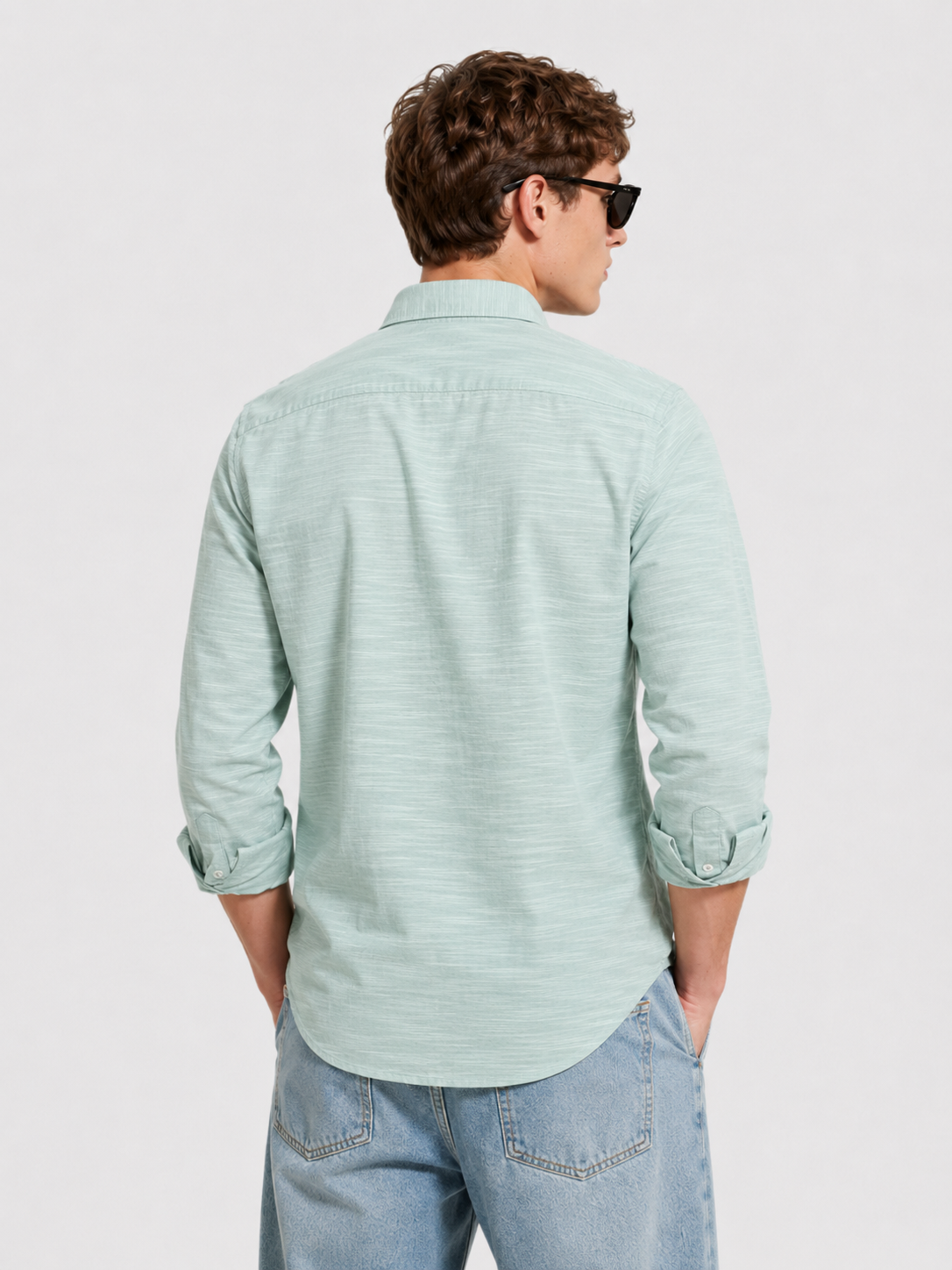 Premium Mint Green Textured Casual Linen Shirt