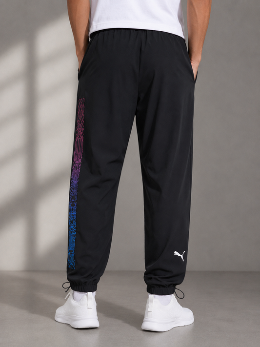 Premium Black Men's Graphic Track Jogger Pants