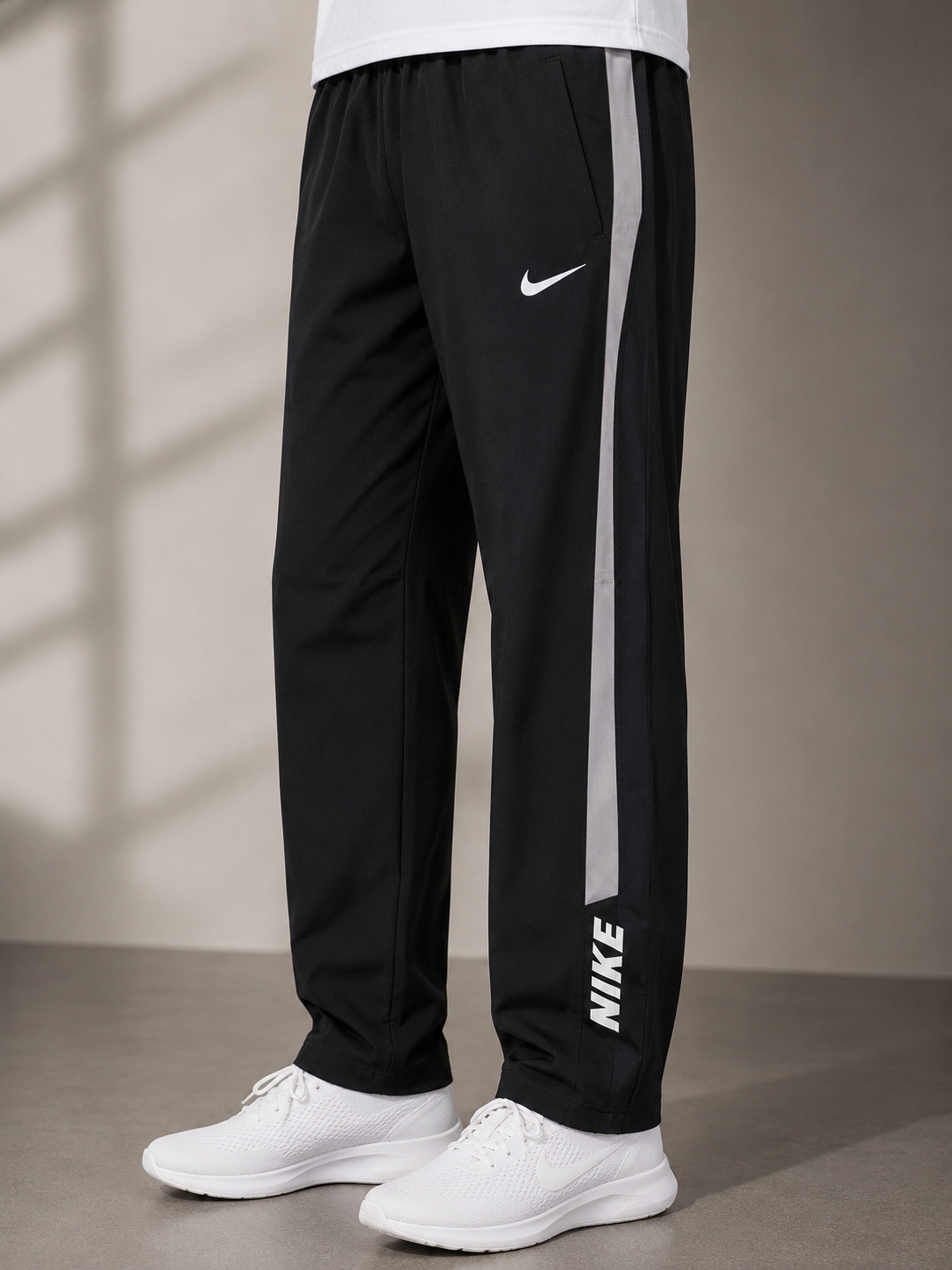 Premium Black Men's Stripe Track Pants