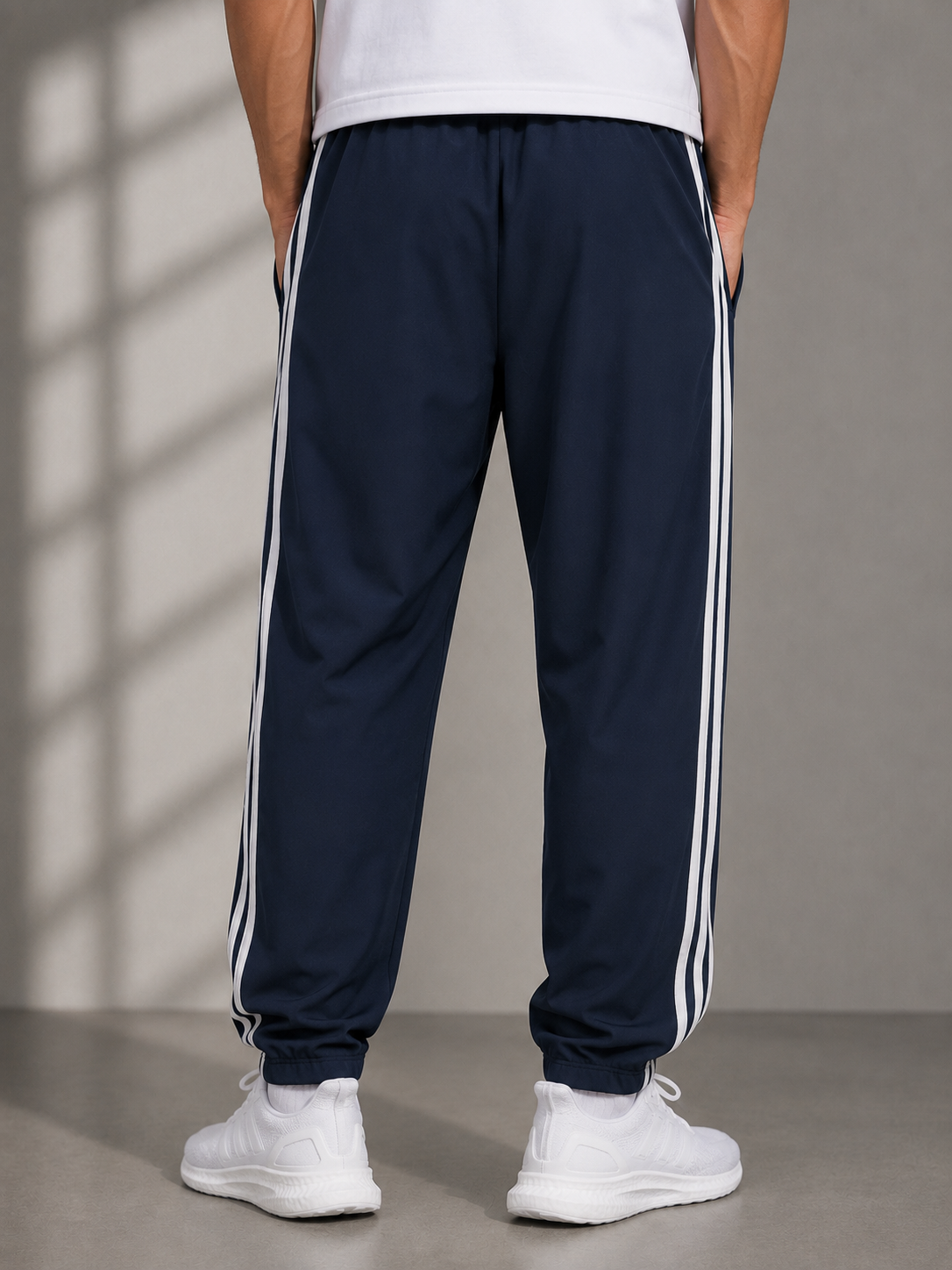 Premium Navy Blue Men's Stripe Track Pants