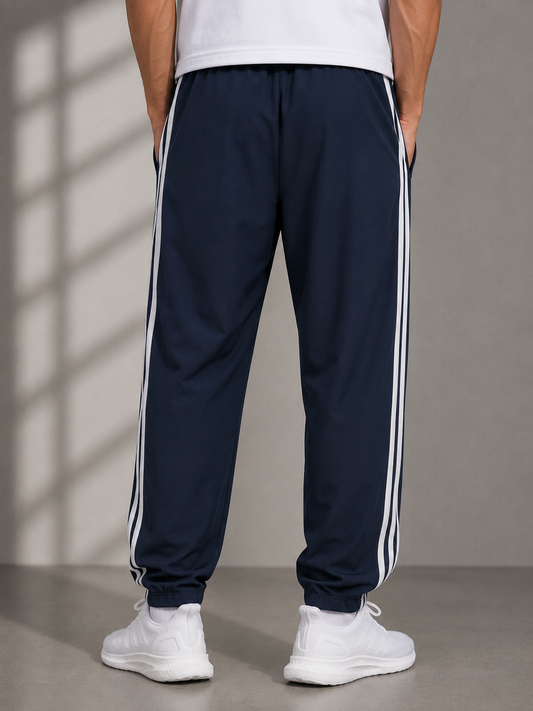 Premium Navy Blue Men's Stripe Track Pants