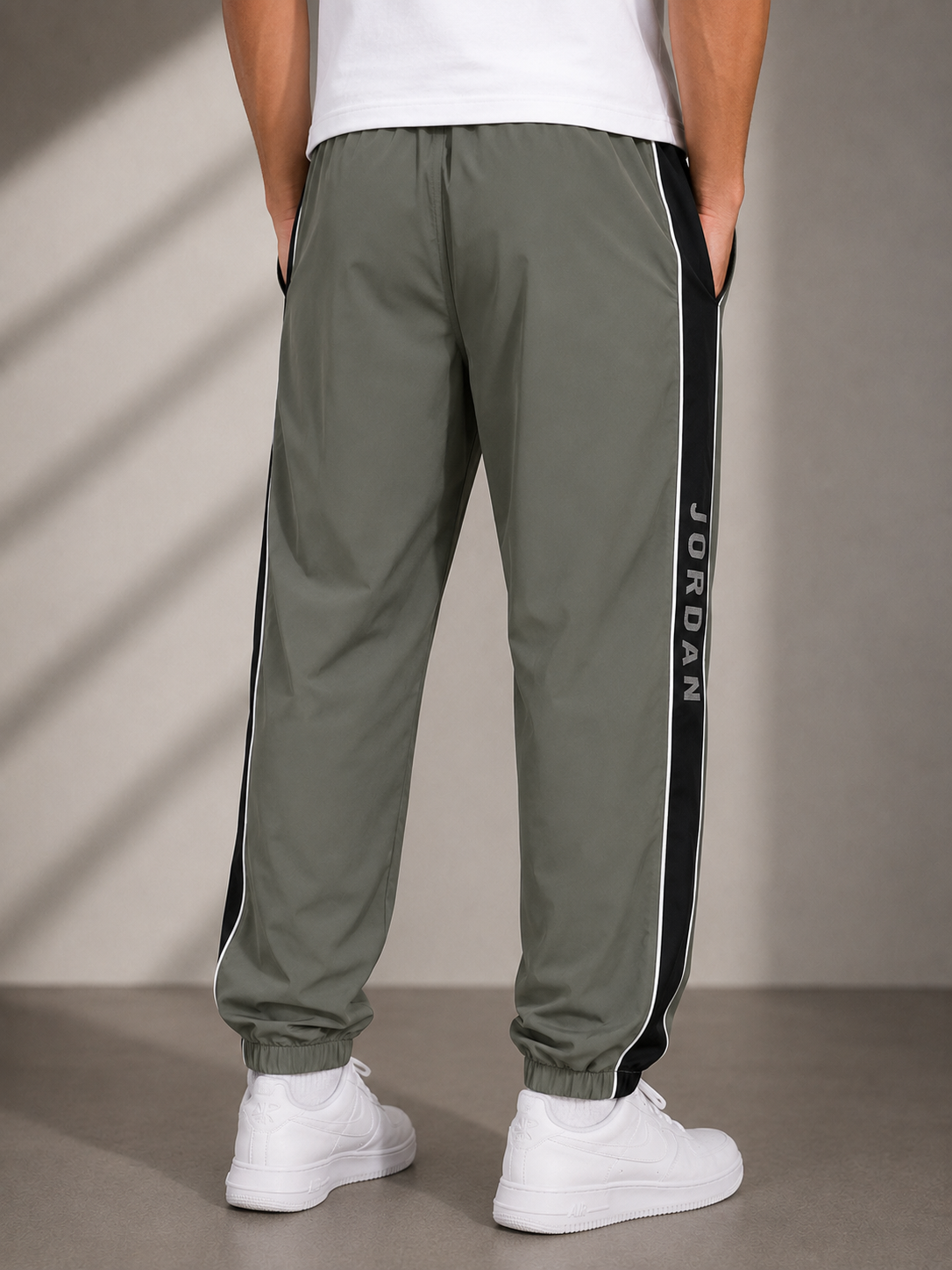 Premium Olive Green Men's Side Panel Joggers