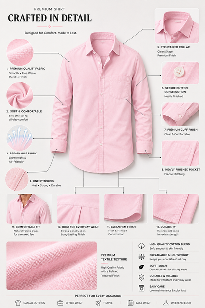 Premium Baby Pink Men's Casual Shirt