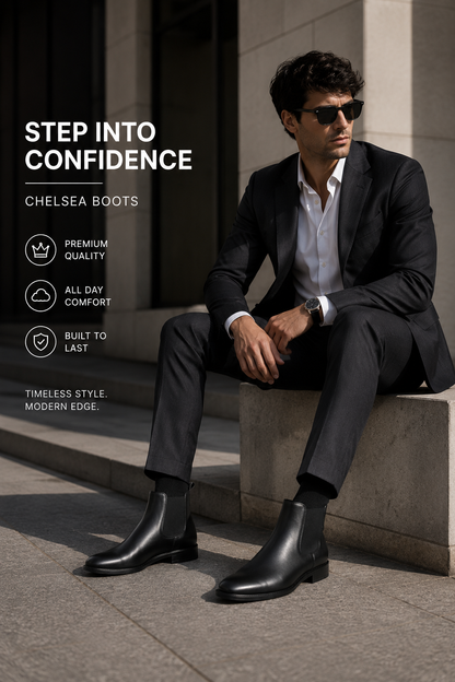 Men's Premium Black Chelsea Boots – Classic Formal & Casual Ankle Boots